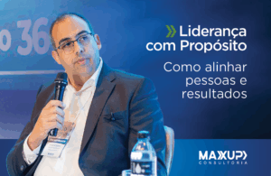 Henrique Castro, CEO da RNS Seguros, durante o painel de Liderança e Cultura Organizacional no evento Gestão 360° – Edição 2025, realizado pela MaxUp Consultoria.
