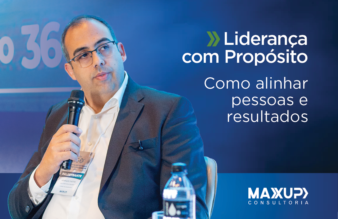 Henrique Castro, CEO da RNS Seguros, durante o painel de Liderança e Cultura Organizacional no evento Gestão 360° – Edição 2025, realizado pela MaxUp Consultoria.