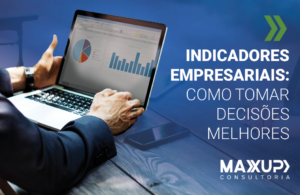Indicadores empresariais em dashboard com gráficos e KPIs — MaxUp Consultoria