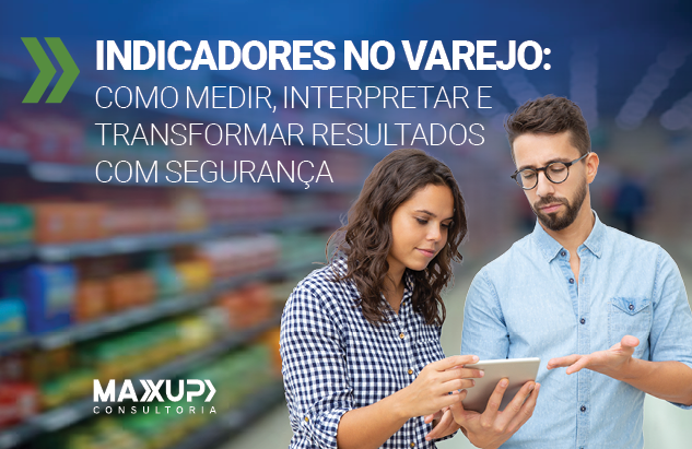 gestores analisando indicadores no varejo — CMV, margem, ruptura e giro em supermercado