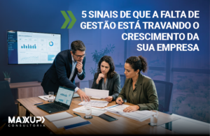 Gestão travando o crescimento — empresários brasileiros analisando indicadores em reunião corporativa